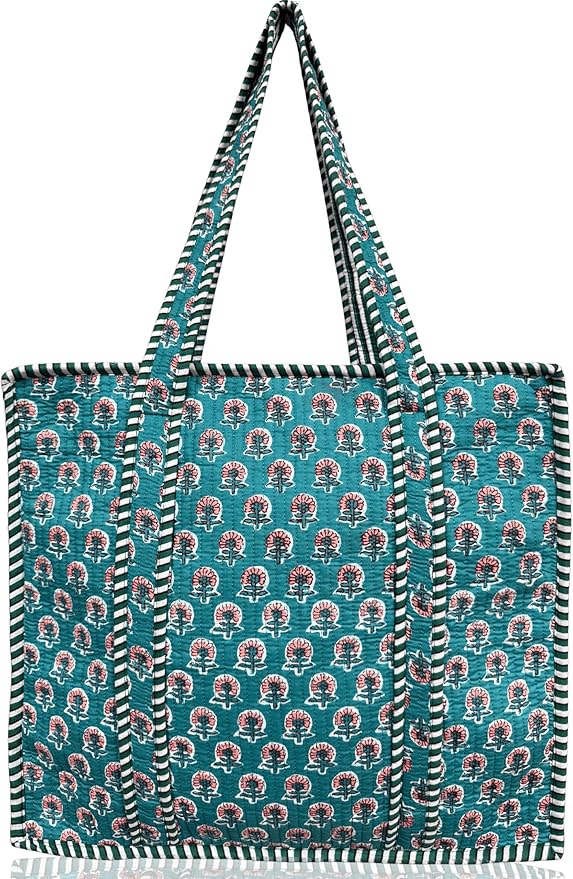 Cotton Quilted Tote Bag for Women – Large Beach & Travel Tote by ThirdEyeExport