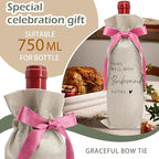 Cute Pink Bow Ribbon Engagement Gift Wine Bag - 1 PCS Bride to Be Gifts for Bridesmaids Bride and Groom Couples Her Him Will You Be My Bridesmaid for Getting Married Engagement Bridal Shower - A50