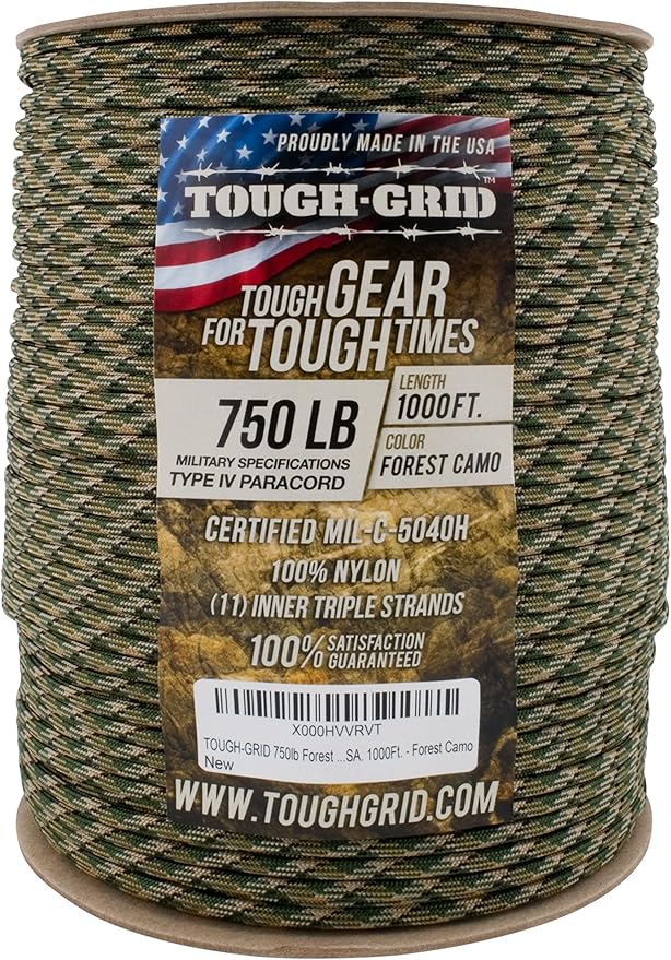 TOUGH-GRID 750 Paracord Rope Nylon Parachute Cord, Made in USA Survival Kit - Image 3