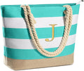 YOOLIFE Initial Canvas Waterproof Beach Tote Bag Zipper Personalized Gifts by YOOLIFE