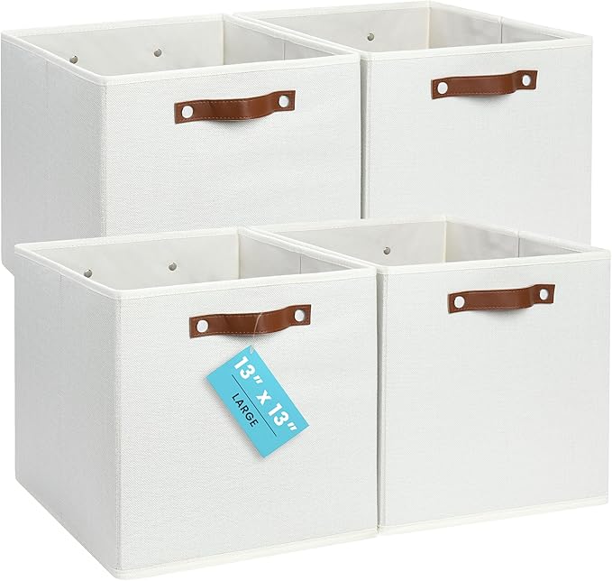 OrganiHaus 13x13 Cube Fabric Storage Bins Set of 4, Fabric Storage Cubes w/ by OrganiHaus