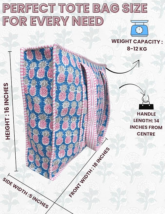 Cotton Quilted Tote Bag for Women – Large Beach & Travel Tote - Image 5