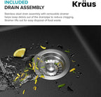 KRAUS Forteza 33-inch Drop In/Undermount 60/40 Double Bowl Granite Kitchen Sink - Image 12