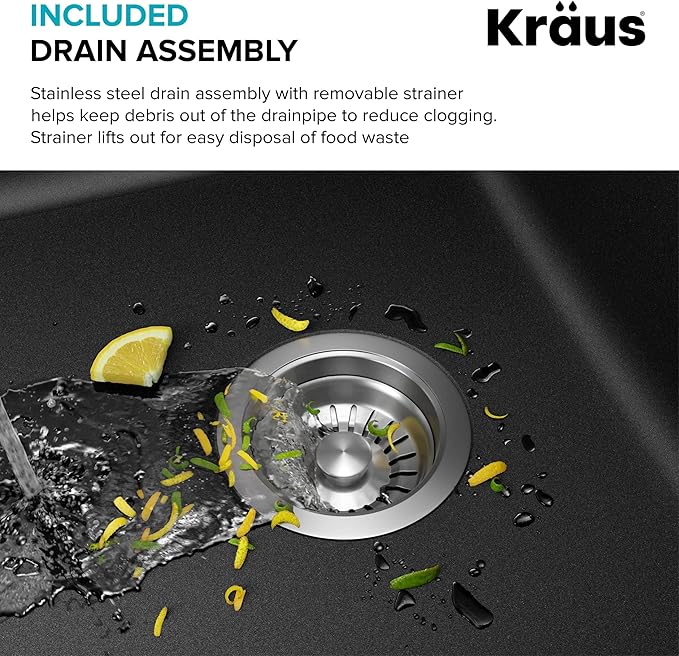 KRAUS Forteza 33-inch Drop In/Undermount 60/40 Double Bowl Granite Kitchen Sink - Image 12