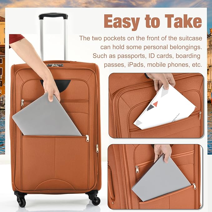 Merax Softside Luggage Set Softshell Lightweight 3 Piece Spinner Suitcase - Image 5