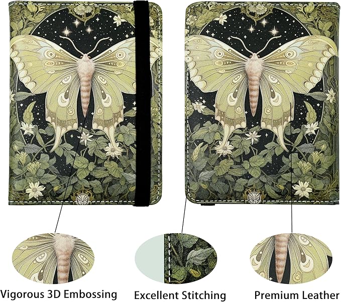 Luna Moth Passport Holder for Women and Men PU Leather Passport Cover for Travel - Image 2