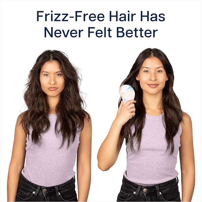 Crave Naturals Glide Thru Hair Brush - Detangler Brush for Curly, Straight, Wet or Dry Hair - Gentle Detangling Brushes for Adults, Kids, Toddlers - Hair Accessories for Women - 7.5x3" Soft Hazy Swirl