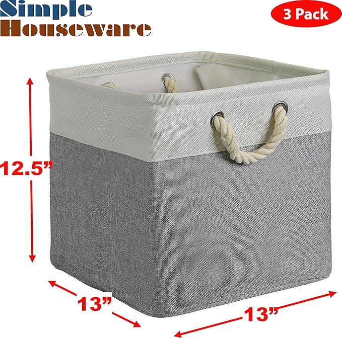 SIMPLE HOUSEWARE Fabric Storage Cubes, 3 Pack - Image 4