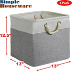SIMPLE HOUSEWARE Fabric Storage Cubes, 3 Pack - Image 4