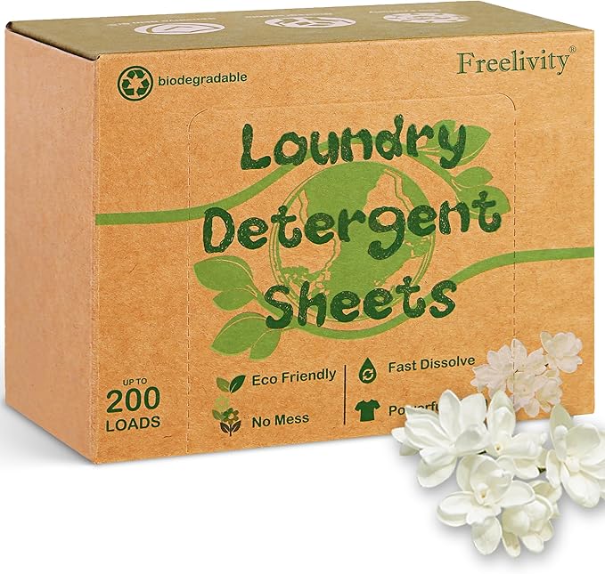 Freelivity Laundry Detergent Sheets, 200 Sheets Fresh Linen Scent by Freelivity