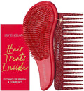 Lily England Detangler Brush & Comb Set - Lightweight Wide Tooth Detangling Tool for Women & Kids - Smooths Curly, Straight, Dry, Fine, & Thick Hair, Red Glitter