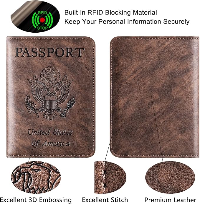 Passport Holder Cover Wallet Travel Essentials Leather Rfid Blocking Case - Image 6