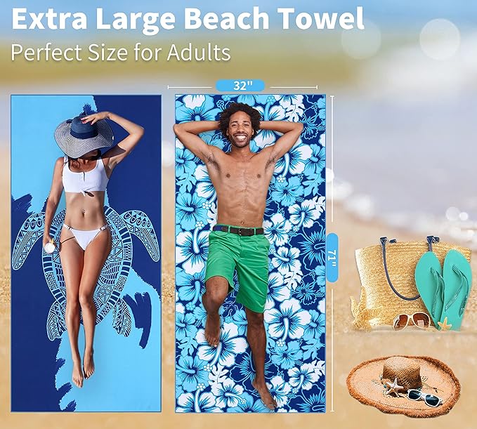 6 Pack Lightweight Thin Beach Towel Oversized 71"x32" Big Extra Large - Image 4
