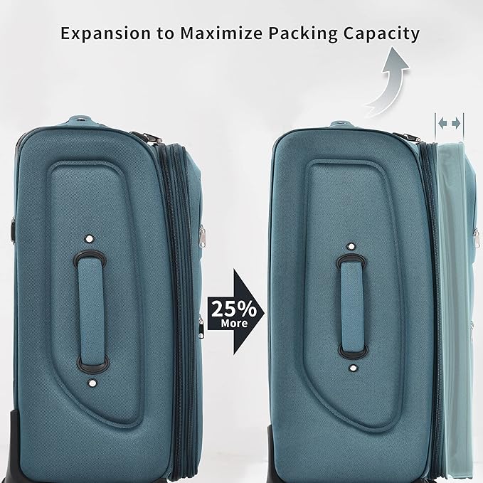 Merax Softside Luggage Set Softshell Lightweight 3 Piece Spinner Suitcase 22" - Image 3