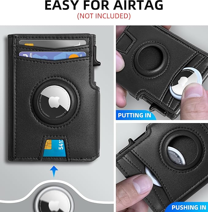 Airtag Wallet for Men, with Money Clip 10 Cards Metal Case Smart Slim Pop Up - Image 4