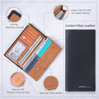VISOUL Mens Large Long Leather Checkbook Bifold Wallet - Image 3