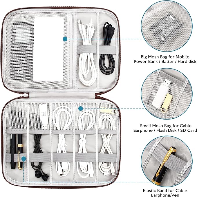 SELLYFELLY Electronics Organizer Travel Cord Organizer Case Compact Electronics - Image 3