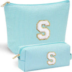 YOOLIFE Makeup Bag for Girls Teen Girl, 2 Pieces Monogram Make Up Bag | Makeup by YOOLIFE