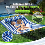 Double Hammock with Stand for Outdoor, Heavy Duty Portable Hammock with - Image 3