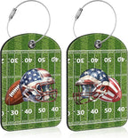 2 PCS Leather Luggage Tag for Suitcase Football and Helmet Travel Suitcase by Unknown