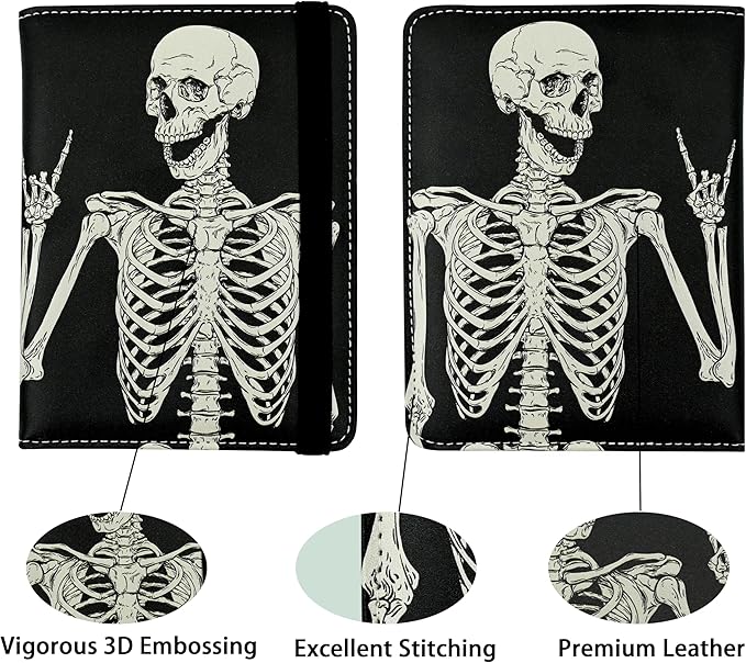 OK Skull Passport Holder for Women and Men PU Leather Passport Cover for Travel - Image 2