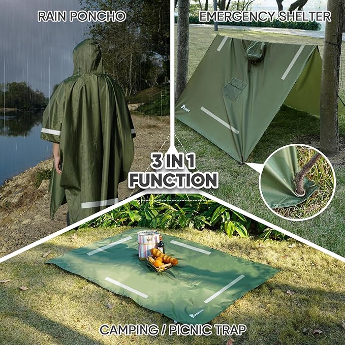 PTEROMY Hooded Rain Poncho for Adult - Image 2