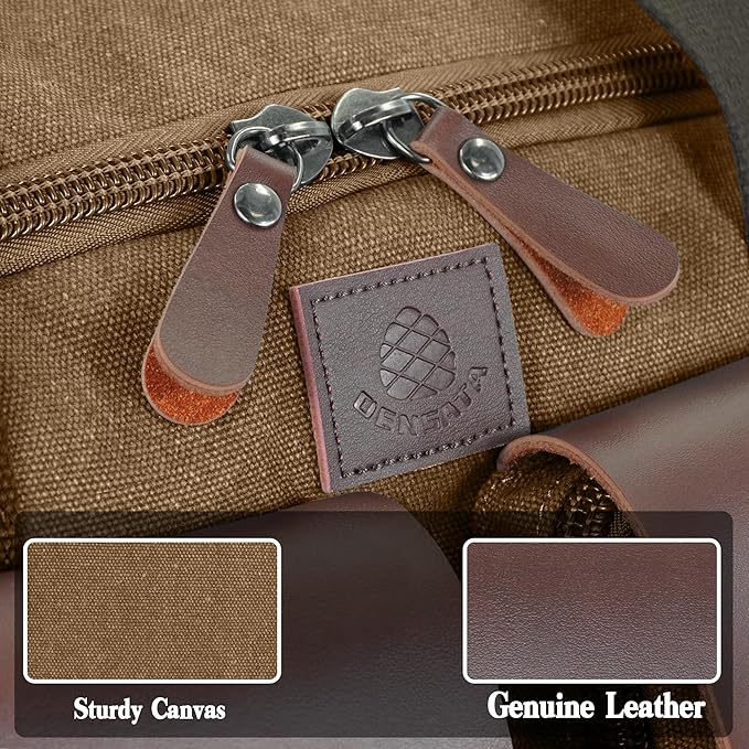 Canvas Duffle Bag for Men 50L Travel Duffel Bags Expandable Genuine Leather - Image 5