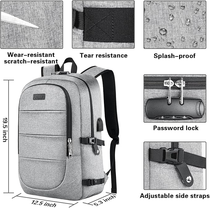 AMBOR Travel Laptop Backpack, 15.6-17.3 inch Anti Theft Business Laptop Backpack - Image 5