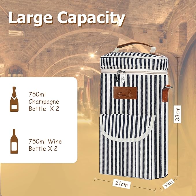 Tirrinia 2 Bottle Wine Gift Tote Carrier - Image 5