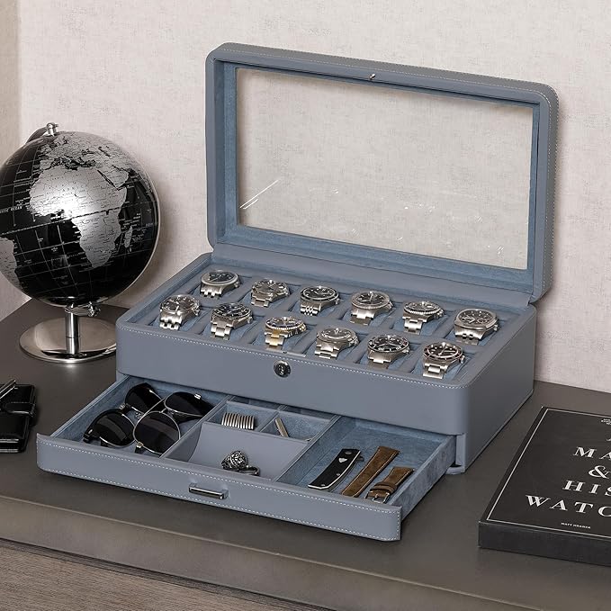 ROTHWELL Luxury Watch Box for 12 Watches – PU Leather Watch Box - Image 2