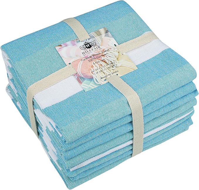HILLFAIR Cotton Turkish Beach Towels, Quick Dry Lightweight Sand Free Peshtemal - Image 5