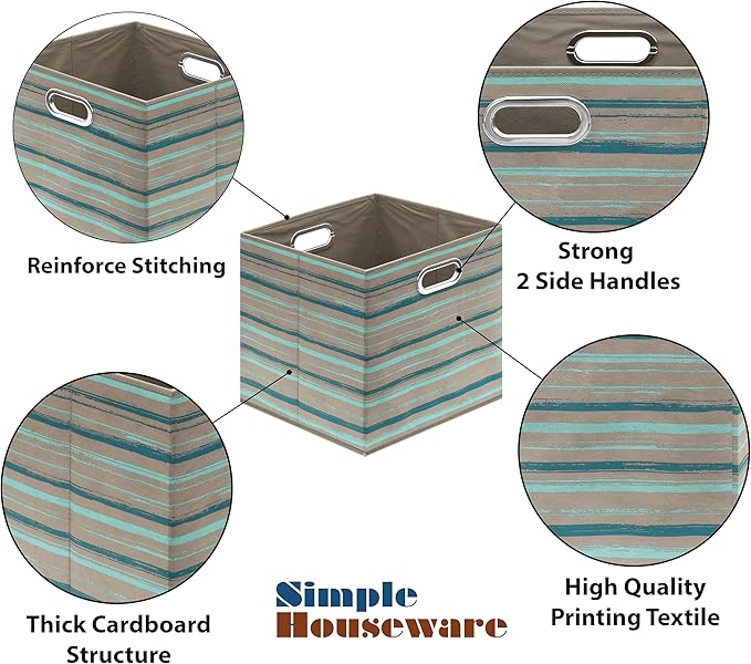 SIMPLE HOUSEWARE 13-Inch Collapsible Fabric Cube Storage Bin - Image 5