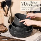 CAROTE 17pcs Pots and Pans Non Stick, Cookware Sets Detachable Handle, - Image 5