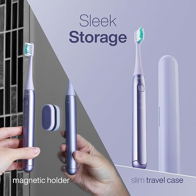 Aquasonic Icon ADA-Accepted Rechargeable Toothbrush | Magnetic Holder & Slim - Image 4