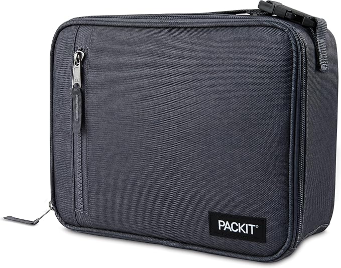 PackIt Freezable Classic Lunch Box, City Charcoal, Built by PackIt