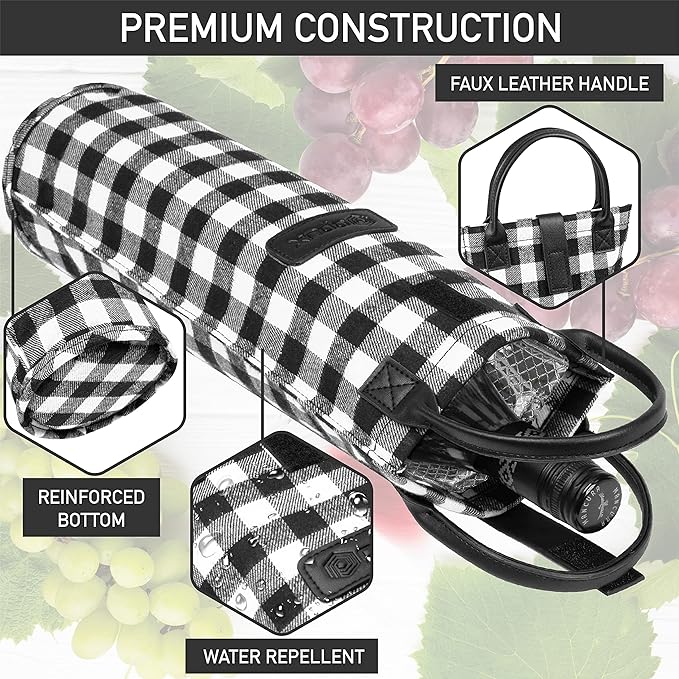 OPUX Wine Bag Single Bottle Carrier Tote, Insulated Travel Wine Cooler Bag - Image 5