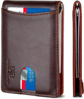 SERMAN BRANDS RFID Blocking Slim Bifold Genuine Leather Minimalist Front Pocket by SERMANBRANDS