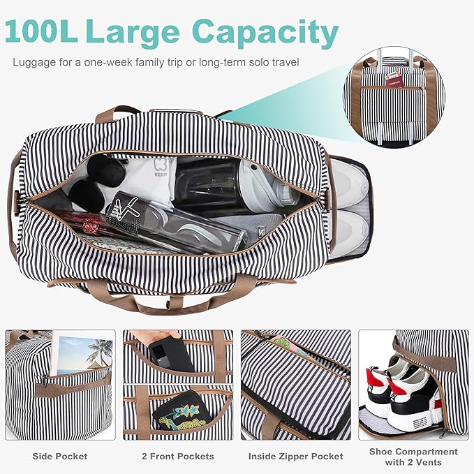 100L Duffle Bag for Travel, Large Foldable Waterproof Travel Duffel Bags - Image 4
