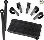 60x Cable Management Ties, Cord Wraps Black 6 Inches, Reusable Tidy Wire Ties by ARMIZ