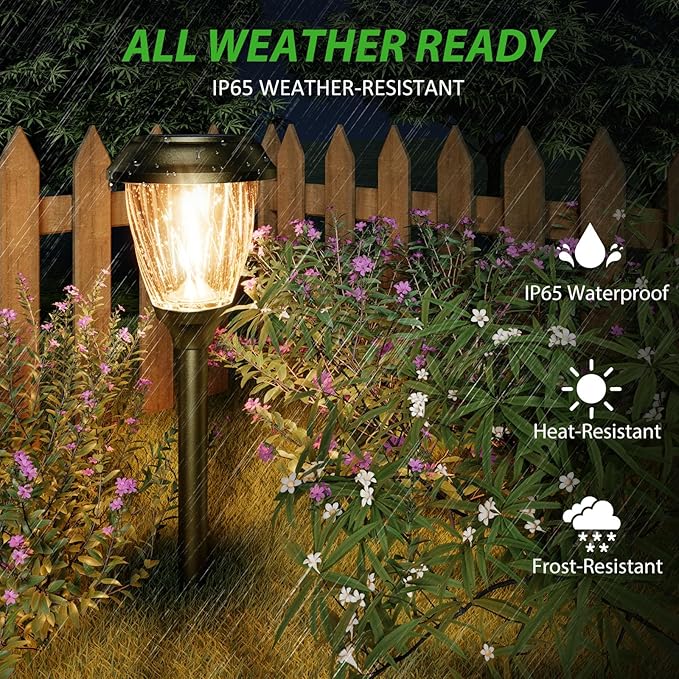 XMCOSY+ Solar Pathway Lights Outdoor, 10/25 LM in 2 Lighting Modes, Glass - Image 5