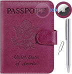 Airtag Passport Holder Cover Wallet RFID Blocking Leather Case Travel by PASCACOO