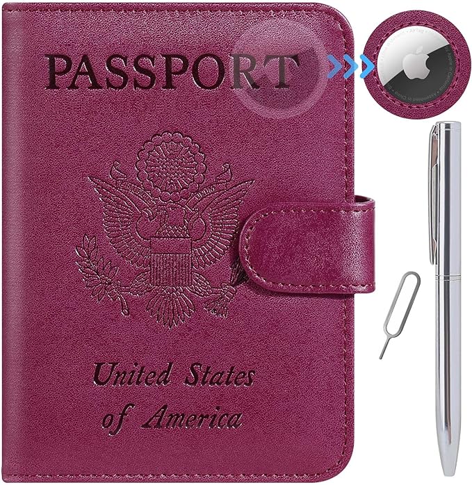 Airtag Passport Holder Cover Wallet RFID Blocking Leather Case Travel by PASCACOO