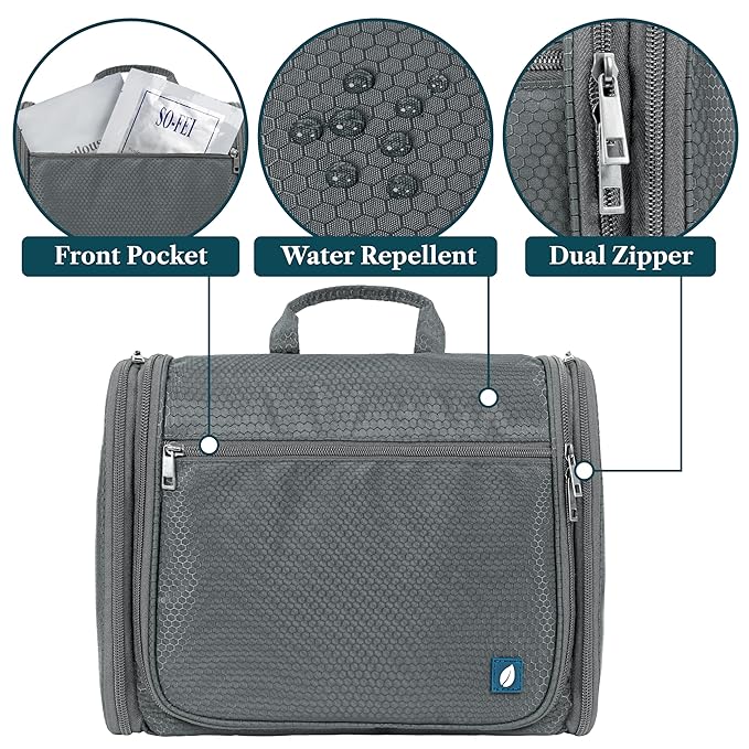 PAVILIA Large Hanging Toiletry Bag Travel Bag Women Men, Cosmetic Organizer - Image 4