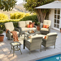 HOOOWOOO Patio Furniture Set, 7 Pieces Outdoor Conversation Set, All Weather by DesignforBetterLife