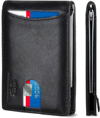 SERMAN BRANDS RFID Blocking Slim Bifold Genuine Leather Minimalist Front Pocket by SERMANBRANDS