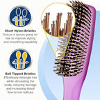 Giorgio GION1PP Neon Purple 7.75 inch Gentle Touch Detangler Hair Brush for Men and Women. Soft Bristles for Sensitive Scalp. Wet and Dry for all Hair Types. Scalp Massager Brush Stimulate Hair Growth