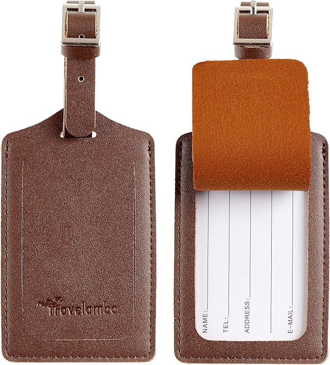 8 Pack Leather Luggage Travel Bag Tags by Travelambo - Image 3