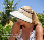 Joywant Womens Sun Visor Hats, Packable Wide Brim Ponytail Beach Hat Straw - Image 2