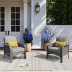 HOOOWOOO Patio Furniture Set, 2 Pieces Outdoor Wicker Chairs Set, All Weather by DesignforBetterLife