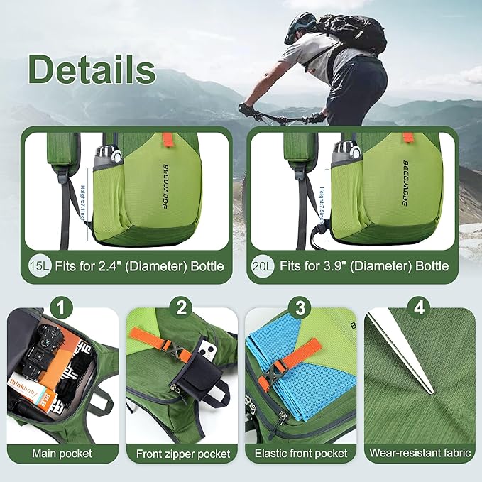 20L Small Hiking Backpack for Men Women Foldable Packable Back Pack Ultralight - Image 3